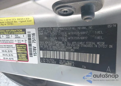 2014 Toyota Sienna Le V6 8 Passenger из США, поврежденный, VIN 5TDKK3DC7ES496640